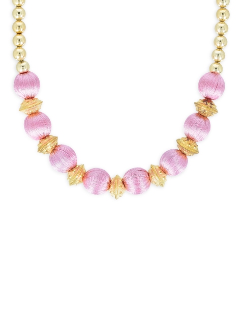 AKSHARA Girls Gold-Toned & Pink Synthetic Handcrafted Necklace