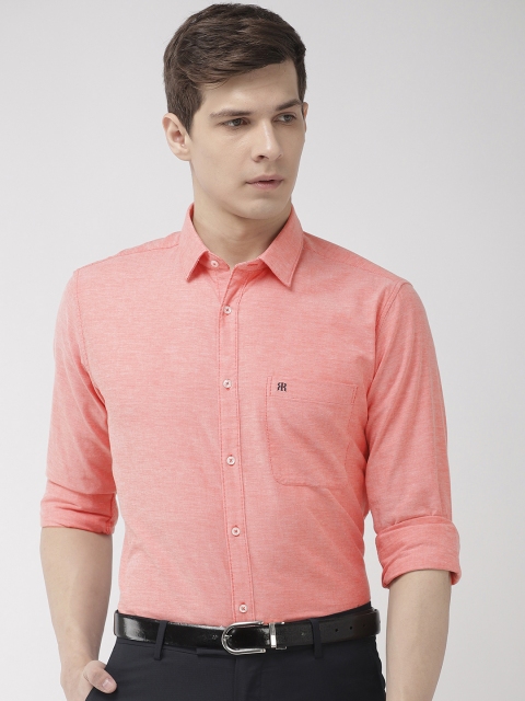 Raymond Men Coral Red Slim Fit Solid Formal Shirt