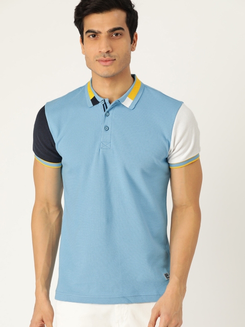 United Colors of Benetton Men Blue Solid Polo Collar T-shirt