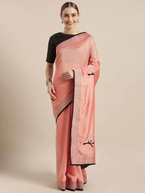 Mitera Orange Embellished Silk Blend Saree