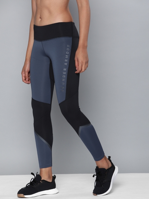 UNDER ARMOUR Black & Grey Colourblocked Leggings