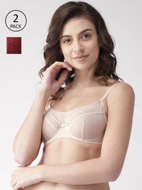 Marks & Spencer Pack of 2 Lace Underwired Non Padded Balconette Bras T818083X, Maroon
Marks & Spencer Pack of 2 Lace Underwired Non Padded Balconette Bras T818083X, Maroon