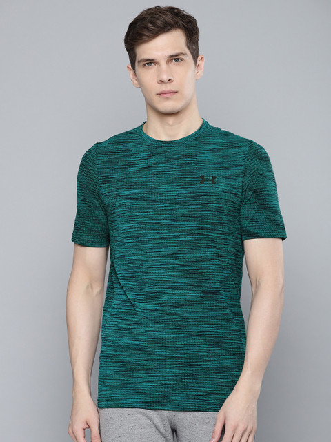 UNDER ARMOUR Men Teal Green Self Striped Round Neck T-shirt 
UNDER ARMOUR Men Teal Green Self Striped Round Neck T-shirt
