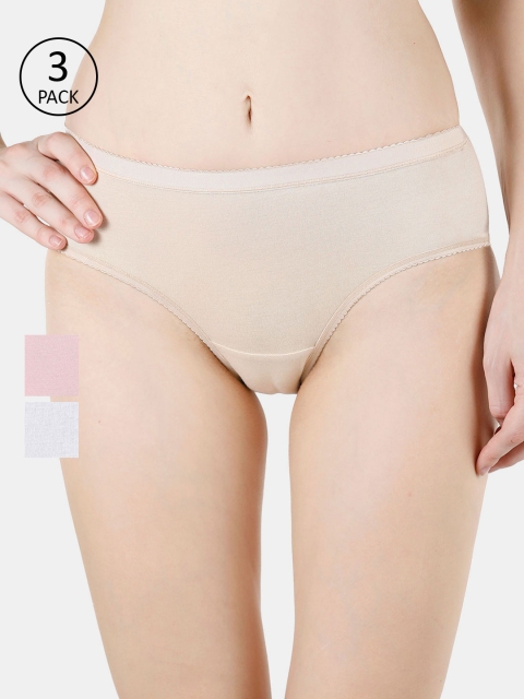 Bonjour Women Pack of 3 Assorted Solid Basic Briefs RWA9S3802A-PO3-S
