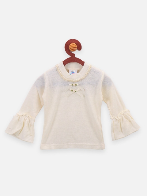 LilPicks Girls Off-White Solid Top