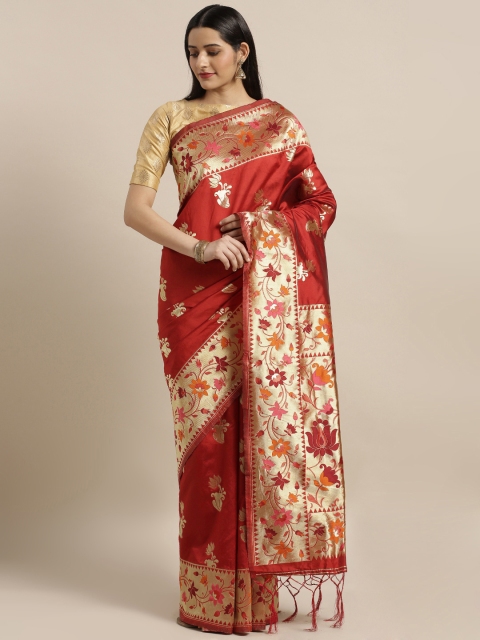Mitera Red Woven Design Art Silk Saree