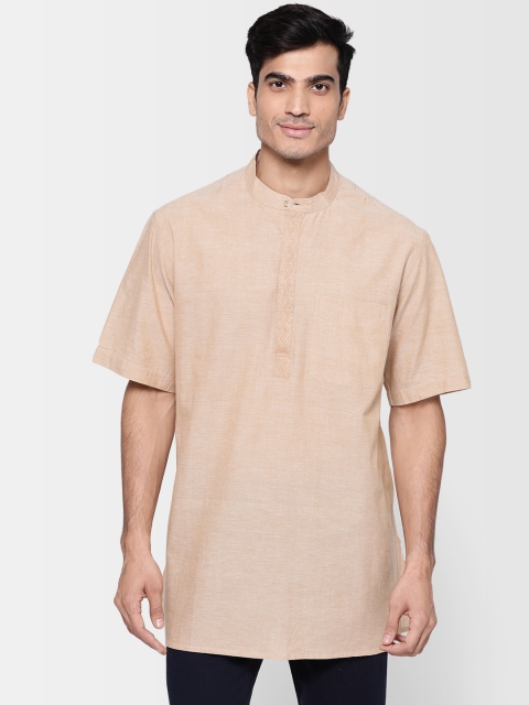 Fabindia Men Beige Solid Straight Kurta