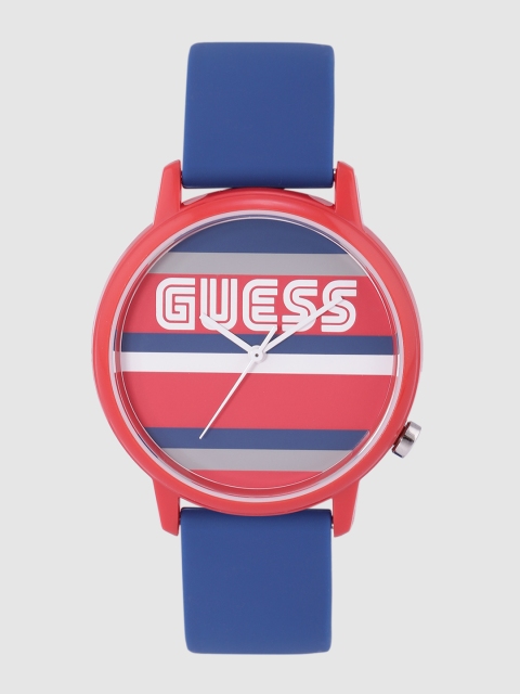 GUESS Unisex Red & Blue Printed Analogue Watch V1028M3