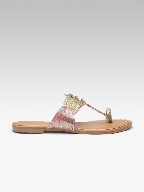 Carlton London Women Multicoloured Printed One Toe Flats, Multi