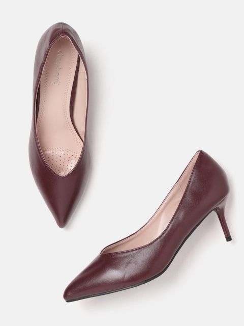 DressBerry Women Burgundy Solid Pumps