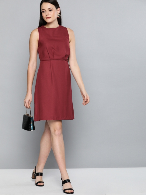 Chemistry Women Maroon Solid A-Line Dress