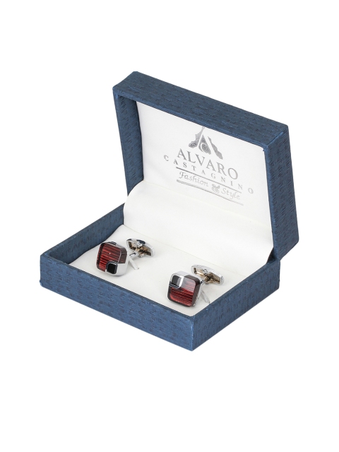 Alvaro Castagnino Men Maroon Square Cufflinks