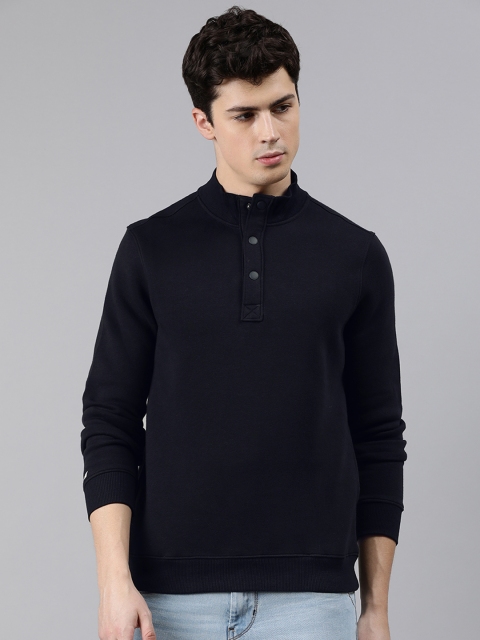 SPYKAR Men Navy Blue Solid Sweatshirt