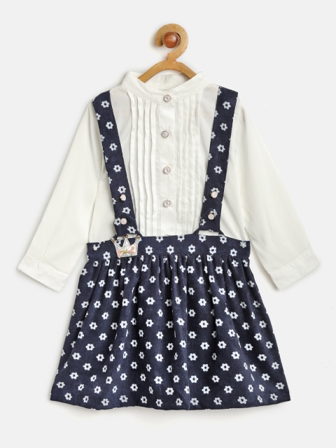 Nauti Nati Girls White & Navy Blue Solid Shirt & Printed Skirt with Attached Suspenders
Nauti Nati Girls White & Navy Blue Solid Shirt & Printed Skirt with Attached Suspenders