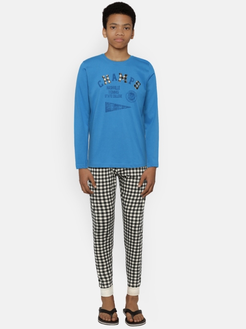 Sweet Dreams Boys Blue & Black Printed Night suit