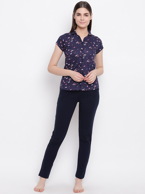 Sweet Dreams Women Navy Blue & Pink Floral Print Night Suit
Sweet Dreams Women Navy Blue & Pink Floral Print Night Suit