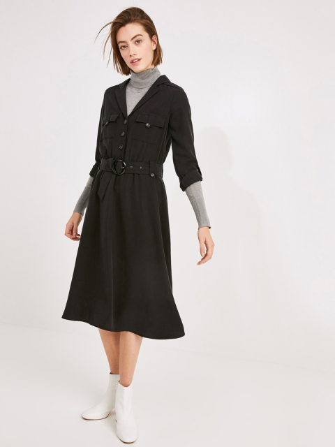 promod Women Black Solid Shirt Dress
