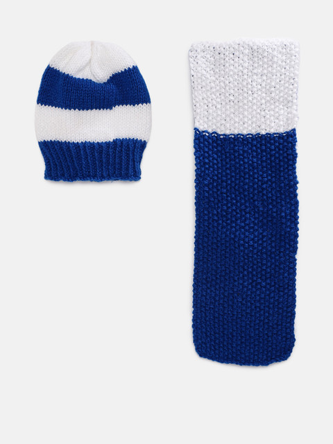 Magic Needles Kids Blue & White Handmade Cap and Scarf Set 
Magic Needles Kids Blue & White Handmade Cap and Scarf Set