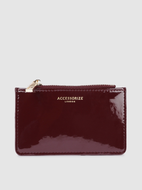 Accessorize Women Burgundy Solid Card Holder