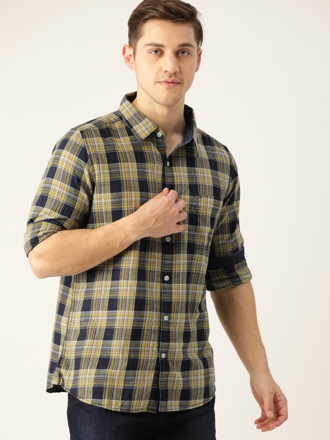 Lee Cooper Men Mustard Yellow & Navy Blue Regular Fit Pure Cotton Checked Casual Shirt
Lee Cooper Men Mustard Yellow & Navy Blue Regular Fit Pure Cotton Checked Casual Shirt