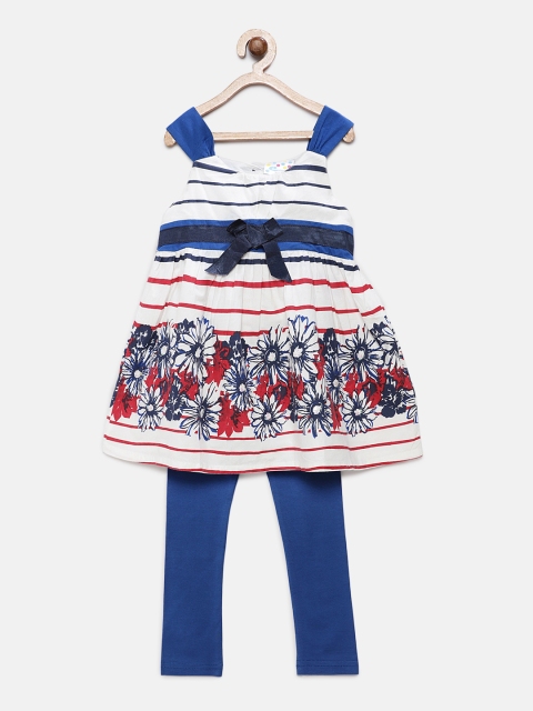 Eimoie Girls Blue Striped A-Line Dress