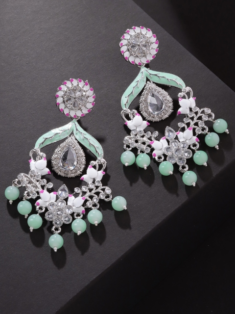 Priyaasi Sea Green Silver-Plated AD Studded & Beaded Enamelled Classic Drop Earrings
Priyaasi Sea Green Silver-Plated AD Studded & Beaded Enamelled Classic Drop Earrings