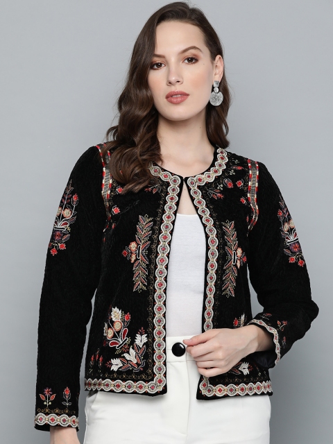 Label Ritu Kumar Women Black & Beige Embroidered Tailored Jacket With Velvet Finish
Label Ritu Kumar Women Black & Beige Embroidered Tailored Jacket With Velvet Finish