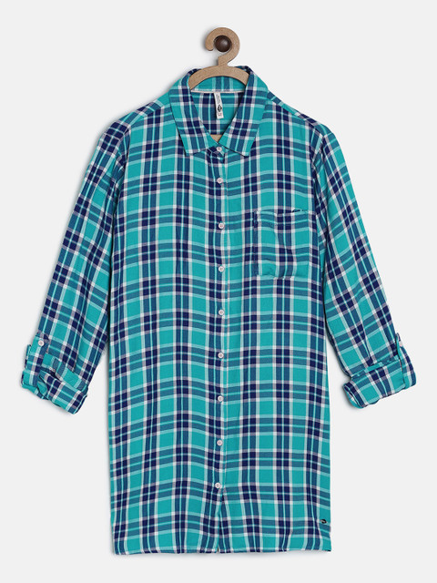 Lee Cooper Boys Turquoise Blue & White Regular Fit Checked Casual Longline Shirt
Lee Cooper Boys Turquoise Blue & White Regular Fit Checked Casual Longline Shirt