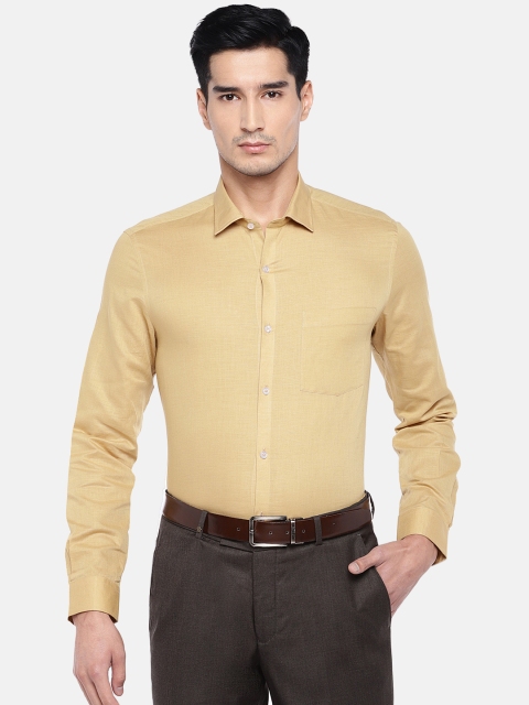 Turtle Men Khaki Relaxed Slim Fit Solid Formal Shirt