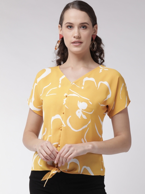 MISH Women Yellow & White Printed Top