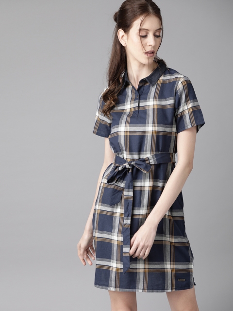 The Roadster Lifestyle Co Women Navy Blue & White Checked Shirt Dress with Belt
The Roadster Lifestyle Co Women Navy Blue & White Checked Shirt Dress with Belt
