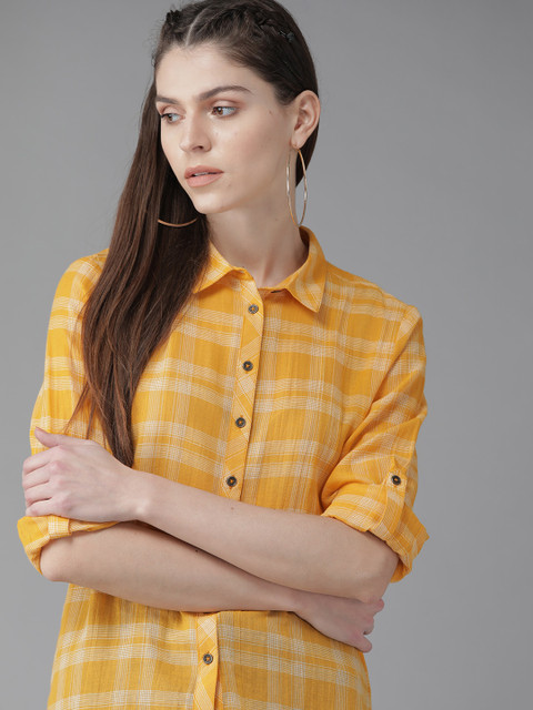 The Roadster Lifestyle Co Women Mustard Yellow & White Regular Fit Checked Casual Shirt
The Roadster Lifestyle Co Women Mustard Yellow & White Regular Fit Checked Casual Shirt