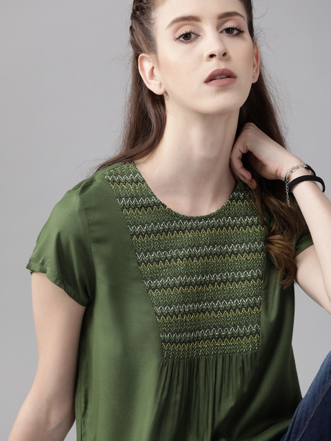 The Roadster Lifestyle Co Greenturn Women Olive Green Smocked Sustainable Top
The Roadster Lifestyle Co Greenturn Women Olive Green Smocked Sustainable Top