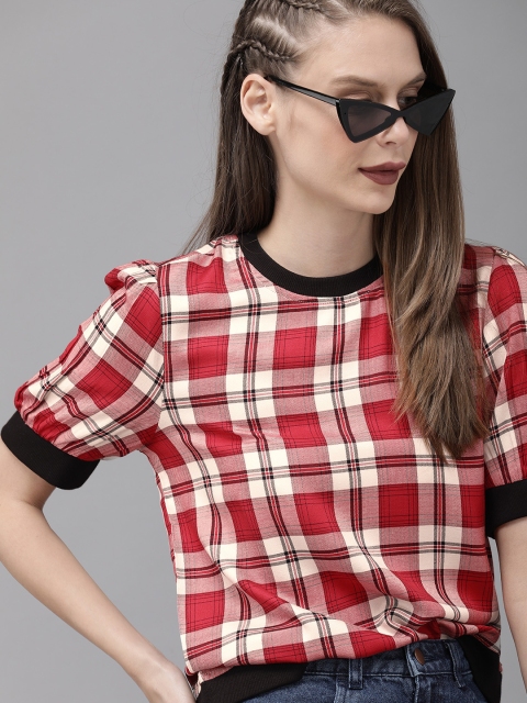 The Roadster Lifestyle Co Sustainable ECOVERO Women Cream-Coloured & Red Checked Top With Puff Sleeves
The Roadster Lifestyle Co Sustainable ECOVERO Women Cream-Coloured & Red Checked Top With Puff Sleeves