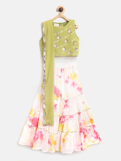 Fairies Forever Girls Olive Green & White Embellished Crop Top with Sharara & Dupatta
Fairies Forever Girls Olive Green & White Embellished Crop Top with Sharara & Dupatta
