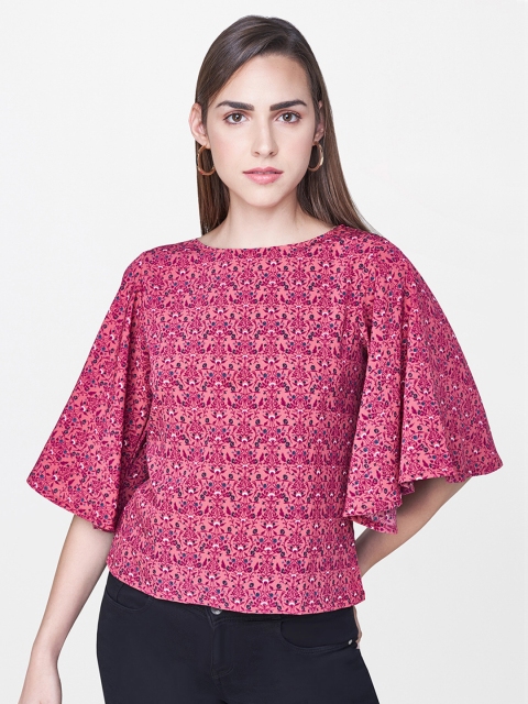 AND Women Pink Printed Regular Top