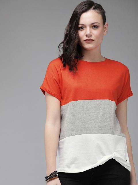 The Roadster Lifestyle Co Women Orange Grey Colourblocked Round Neck Pure Cotton T-shirt With Twisted Detail
The Roadster Lifestyle Co Women Orange Grey Colourblocked Round Neck Pure Cotton T-shirt With Twisted Detail
