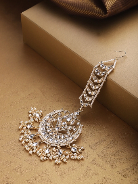 Melani Borsa Off-White Gold-Plated Kundan-Studded & Beaded Crescent Shaped Maang Tika
Melani Borsa Off-White Gold-Plated Kundan-Studded & Beaded Crescent Shaped Maang Tika