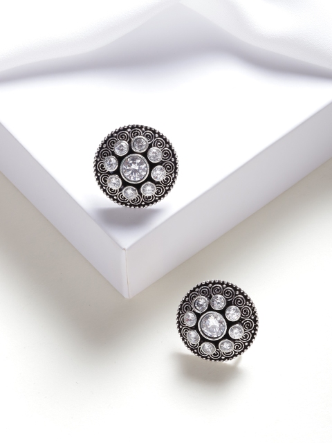 Melani Borsa Gunmetal-Toned Rhodium-Plated CZ Studded Handcrafted Circular Studs, Metallic
Melani Borsa Gunmetal-Toned Rhodium-Plated CZ Studded Handcrafted Circular Studs, Metallic