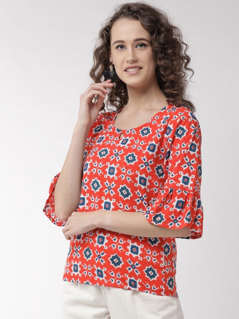 InWeave Women Red & Blue Printed Top