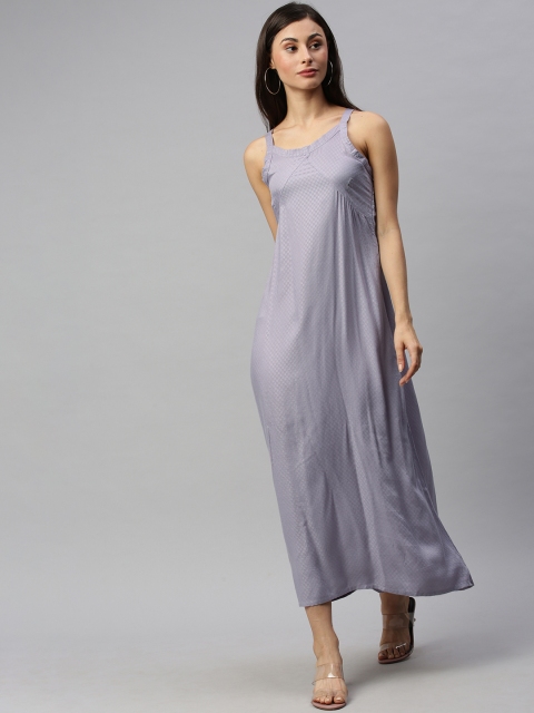 HERE&NOW Women Lavender Self Design A-Line Dress