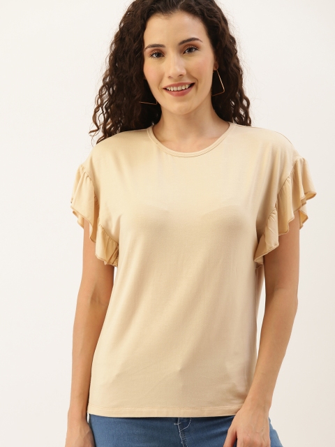 NUSH Women Beige Solid Top