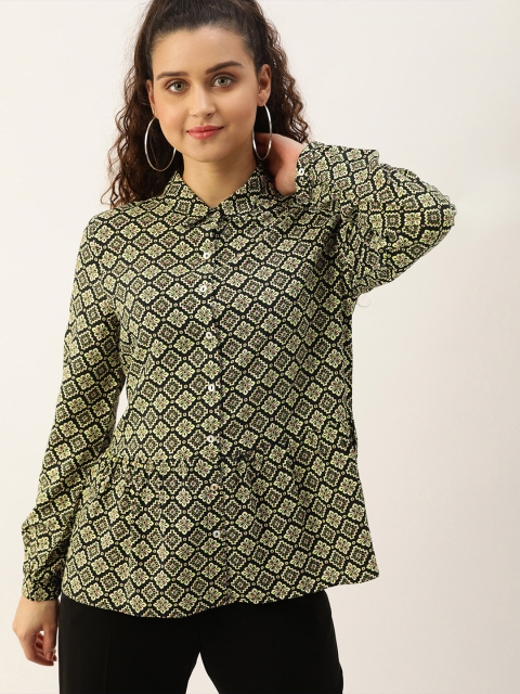 DressBerry Women Black & Green Regular Fit Printed Casual Sustainable ECOVERO Shirt With Gathered Detail
DressBerry Women Black & Green Regular Fit Printed Casual Sustainable ECOVERO Shirt With Gathered Detail