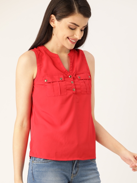 DressBerry Women Red Solid Top