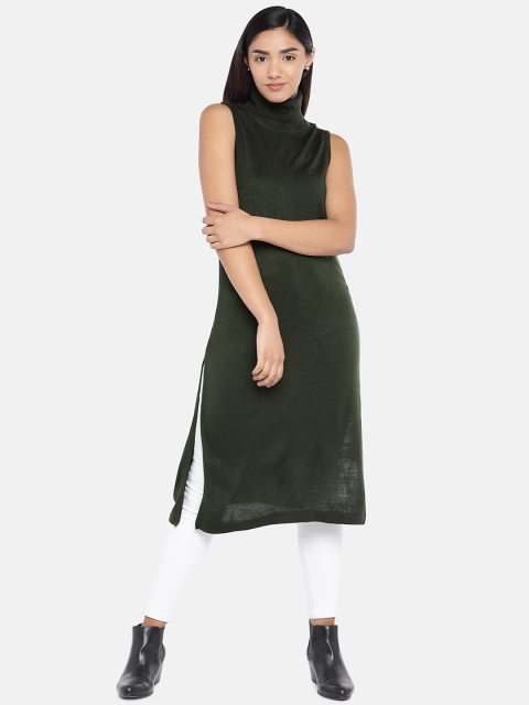 Globus Olive Green Turtle Neck Tunic