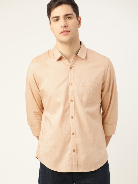 United Colors of Benetton Men Beige Slim Fit Solid Casual Shirt