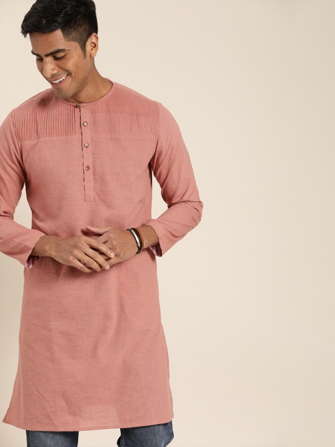 Taavi Men Peach-Coloured Handloom Woven Legacy Sustainable Kurta with Half Button Placket
Taavi Men Peach-Coloured Handloom Woven Legacy Sustainable Kurta with Half Button Placket