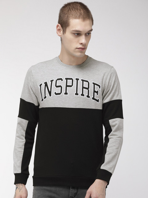 YWC Men Black & Grey Melange Colourblocked Sweatshirt
YWC Men Black & Grey Melange Colourblocked Sweatshirt
