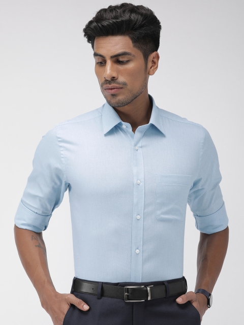 Raymond Men Blue Slim Fit Textured Formal Shirt