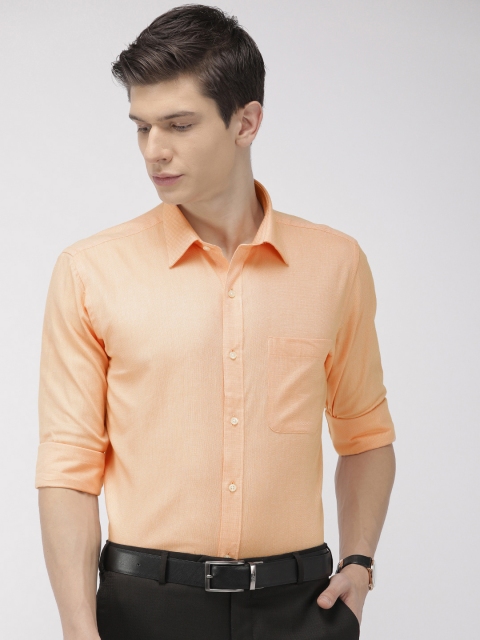 Raymond Men Orange Slim Fit Textured Formal Shirt